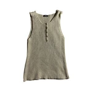 Nuna Lie Tank Top Womens S Gold Glittery Ribbed Sleeveless Knit Thick Strap